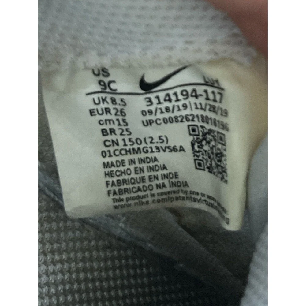 Nike Air Force 1 Low Triple White Sneakers Shoes 314194-117 Child Size 7C